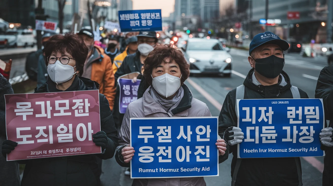 South Korean Protesters Rally Against Trump's Demand for Hormuz Security Aid